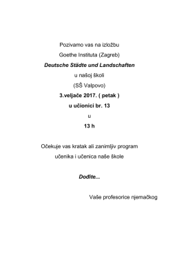 Pozivamo vas na izložbu Goethe Instituta (Zagreb) Deutsche Städte
