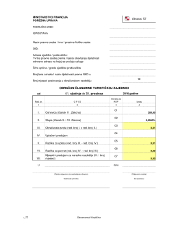 OBRAČUN ČLANARINE TURISTIČKOJ ZAJEDNICI 01. siječnja do