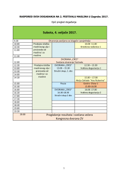 raspored svih događanja na 2 - Zagrebački Maslinarski Institut