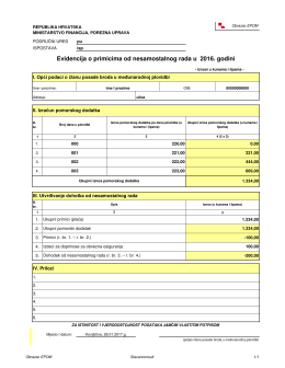Evidencija o primicima od nesamostalnog rada u 2016. godini