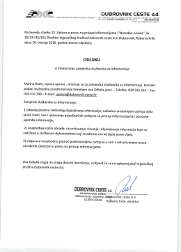 Odluka o imenovanju zamjenika službenika za
