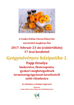 Gyógynövényes házipatika - Csuka Zoltán Városi Könyvtár