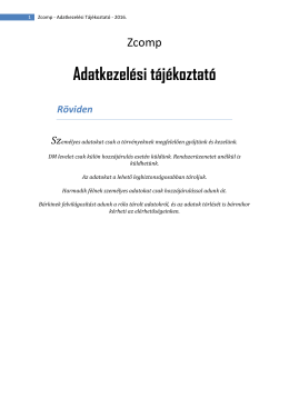 Zcomp - Adatkezelési Tájékoztató