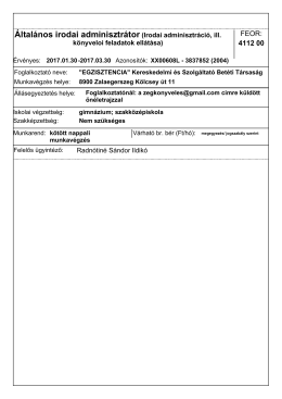 Általános irodai adminisztrátor (Irodai