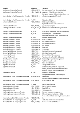Tanszék Tárgykód Tárgynév Alkalmazott Mechanika