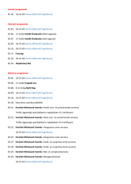 Januári programok 01.26. 16:15-től Iskola előkészítő foglalkozás