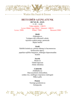 HETI EB&Eacute;D AJ&Aacute;NLATUNK