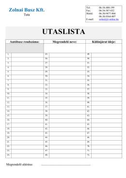 utaslista - Zolnai Busz Kft. Tata