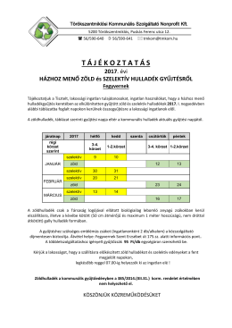 Elkülönített gyűjtés - Törökszentmiklósi Kommunális Szolgáltató