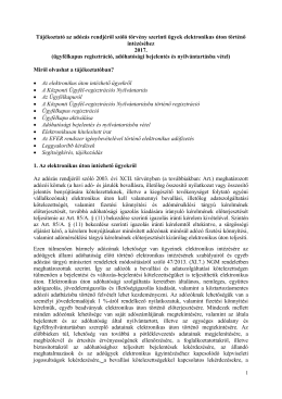 Tájékoztató az adózás rendjéről szóló törvény szerinti ügyek