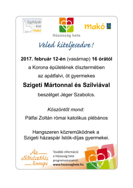 2017. február 12-én, vasárnap 16 órától