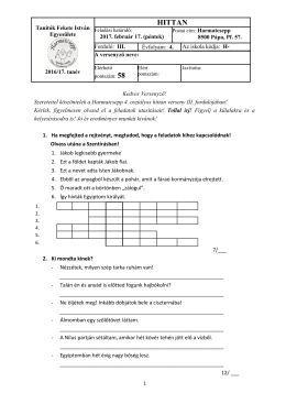 hittan 4. oszt&aacute;ly - Tan&iacute;t&oacute;k Fekete Istv&aacute;n Egyes&uuml;lete