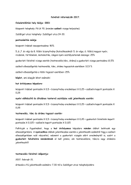 felvételi információk 2017. feladatellátási hely kódja: 0001 Központi