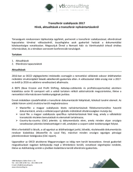 Transzferár szabályozás 2017