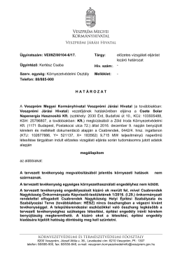 Veszprémi Járási Hivatal Ügyiratszám: VE09Z/00104