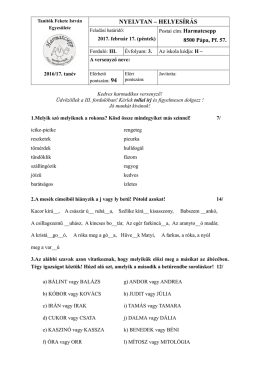 nyelvtan 3. oszt&aacute;ly - Tan&iacute;t&oacute;k Fekete Istv&aacute;n Egyes&uuml;lete