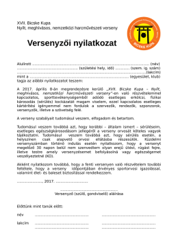 Versenyzői nyilatkozat