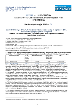 Hirdetm&eacute;ny - Pilisv&ouml;r&ouml;sv&aacute;r &eacute;s Vid&eacute;ke Takar&eacute;ksz&ouml;vetkezet