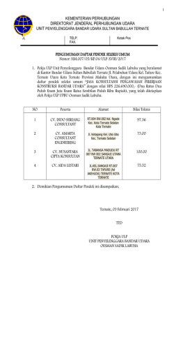 Pengumuman Daftar Pendek Pengawasan Labuha 2017