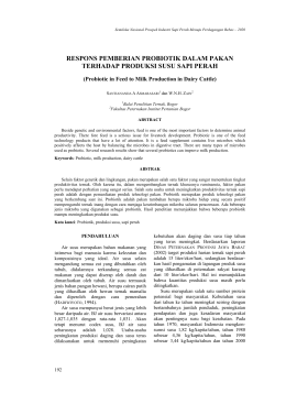 respons pemberian probiotik dalam pakan terhadap produksi susu