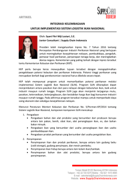 artikel integrasi kelembagaan untuk implementasi sistem logistik