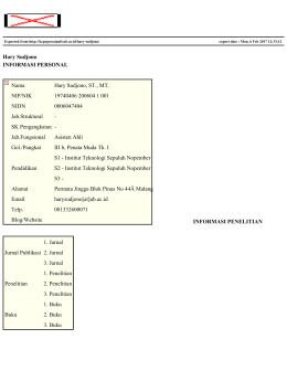 Hary Sudjono INFORMASI PERSONAL Nama Hary