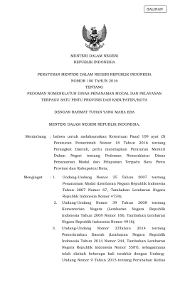 MENTERI DALAM NEGERI REPUBLIK INDONESIA PERATURAN