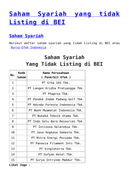 Saham Syariah yang tidak Listing di BEI