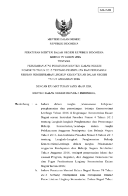 perubahan atas peraturan menteri dalam negeri nomor 79 tahun