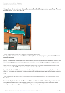 Tingkatkan Swasembada, Dinas Pertanian Pemkab