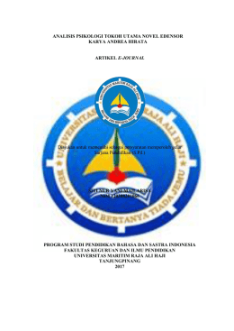 ANALISIS PSIKOLOGI TOKOH UTAMA NOVEL EDENSOR KARYA