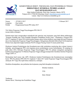 Pengumuman Kuota PPG SM3T Tahun 2017
