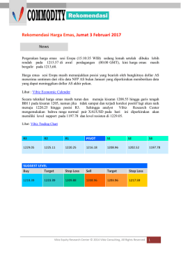 Rekomendasi Harga Emas, Jumat 3 Februari 2017