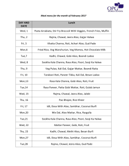 menu for the month of august