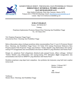 surat edaran kementerian riset, teknologi, dan