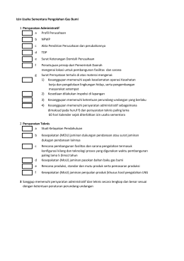 Izin Usaha Sementara Pengolahan Gas Bumi 1 Persyaratan