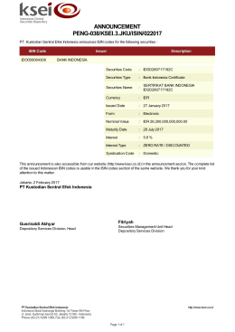 ANNOUNCEMENT PENG-038/KSEI.3.JKU/ISIN/022017