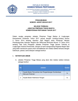 PENGUMUMAN NOMOR: 445/KP.290/A/01/2017 SELEKSI