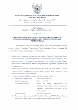 KEMENTERIAN KOORDINATOR BIDANG PEREKONOMIAN