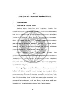 BAB 2 TINJAUAN TEORETIS DAN PERUMUSAN HIPOTESIS 2.1