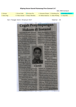 . 2017 Kliping Koran Kanwil Kemenag Prov Sumsel 1. Kompas 2
