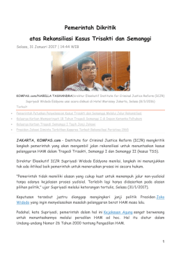 Pemerintah Dikritik atas Rekonsiliasi Kasus Trisakti dan