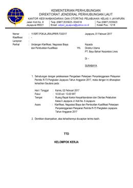 UNDANGAN KLARIFIKASI, NEGOSIASI BIAYA DAN PEMBUKTIAN