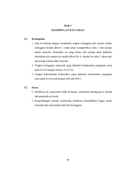 BAB V KESIMPULAN DAN SARAN 5.1. Kesimpulan 1. Alat ini