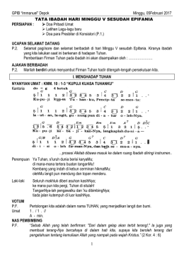 Tata Ibadah Minggu 5 Februari 2017