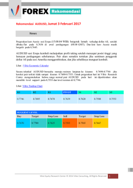 Rekomendasi AUDUSD, Jumat 3 Februari 2017 News