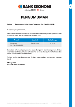 Penyesuaian Suku Bunga Tabungan Eko Plan Flexi