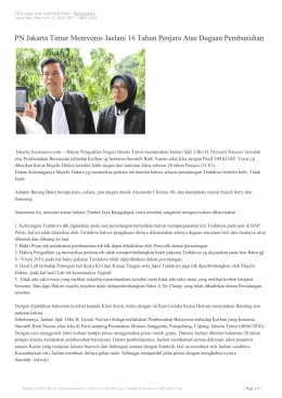 PN Jakarta Timur Memvonis Jaelani 16 Tahun Penjara