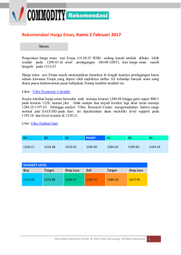 Rekomendasi Harga Emas, Kamis 2 Februari 2017