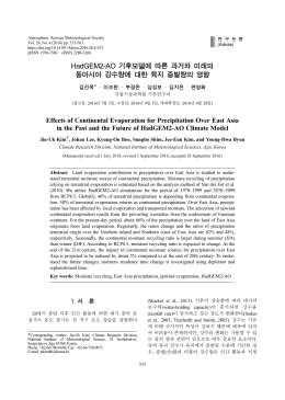 HadGEM2-AO 기후모델에 따른 과거와 미래의 동아시아 강수량에